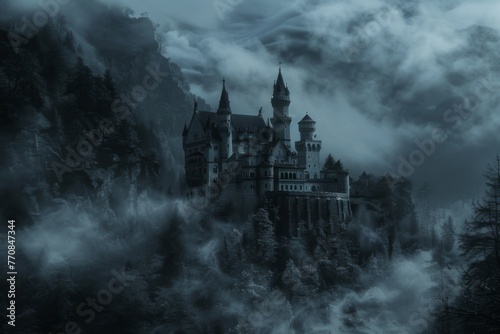 Valley of Shadows,The Sinister Presence of a Dark Castle Amidst the Atmosphere of Hell © JewJew