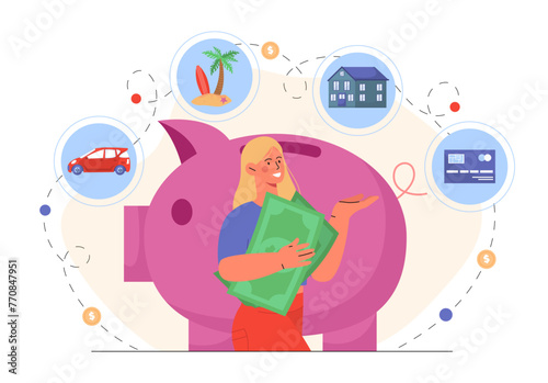 Woman with buy wishes vector