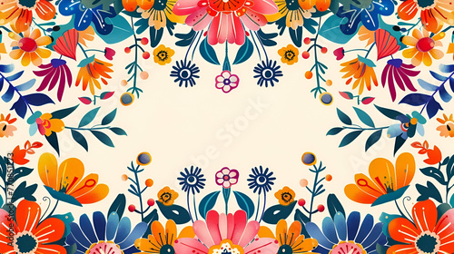  white background with a traditional Mexican pattern with copy space