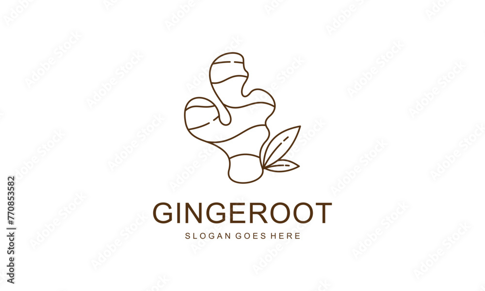 Ginger Root Logo Design. Herbal Spice Vector Isolated on White Background Ginger Root Logo Design. Herbal Spice Vector Isolated on White Background