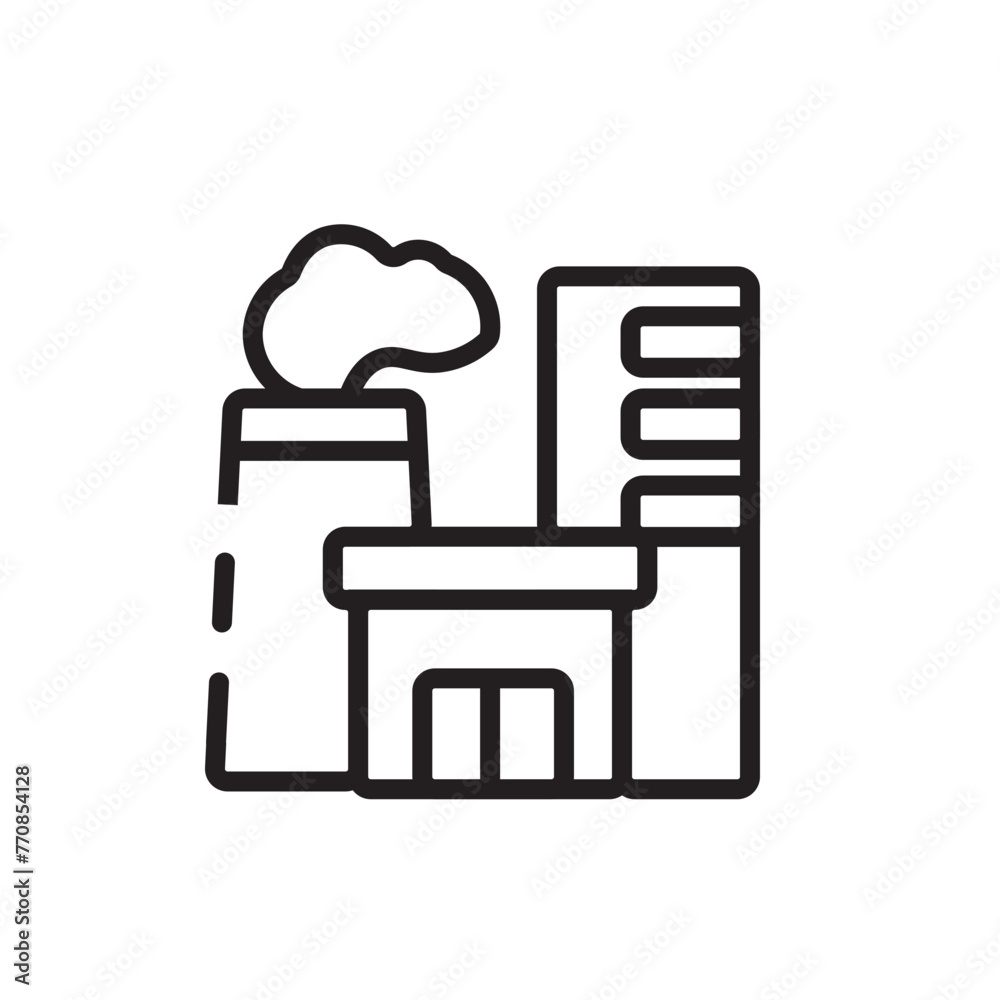 Building Factory Industry Line Icon Building Factory Industry Line Icon