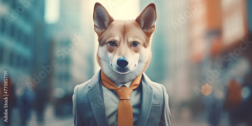 Elegant Canine Professional in Suit Takes on the Business World - Banner
