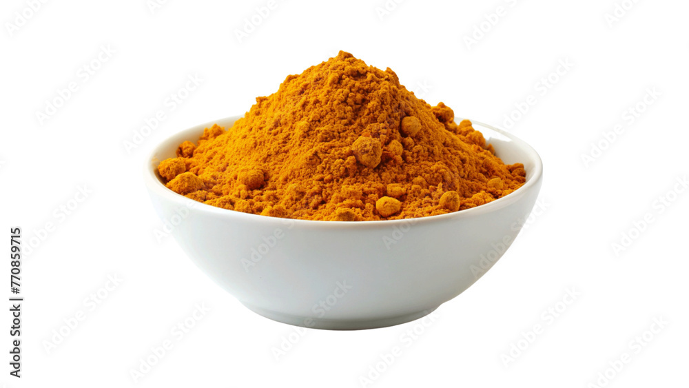Paprika powder in a white bowl on a transparent background Paprika powder in a white bowl on a transparent background