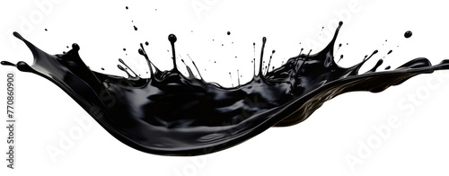 Black oil splash isolated on transparent or white background