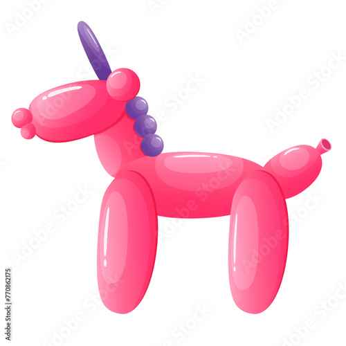 Cartoon balloon twisting cute pink unicorn