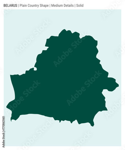 Belarus plain country map. Medium Details. Solid style. Shape of Belarus. Vector illustration.