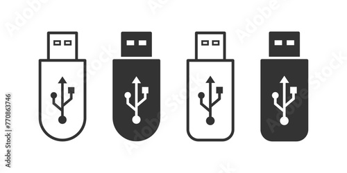 Flash drive icon set. Flash disk sign symbol. USB icon