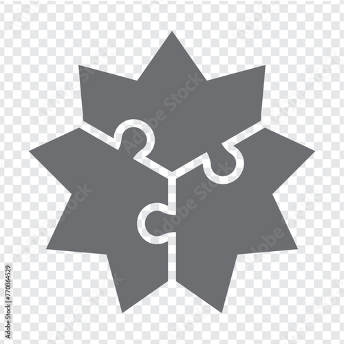 Simple icon puzzle in gray. Simple icon polygonal puzzle of the  three elements on transparent background for your web site design, app, UI. EPS10. photo