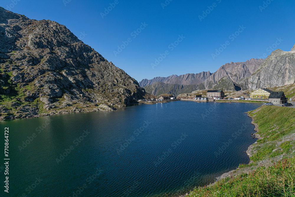 Great St Bernard, Switzerland-Italy  - The lake and the wonderful mountain scenario of the Great St. Bernard Pass at 2.469 meters a.s.l.