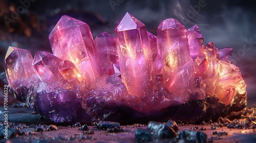 A  transparent crystal with a vivid purple color. Generative Ai