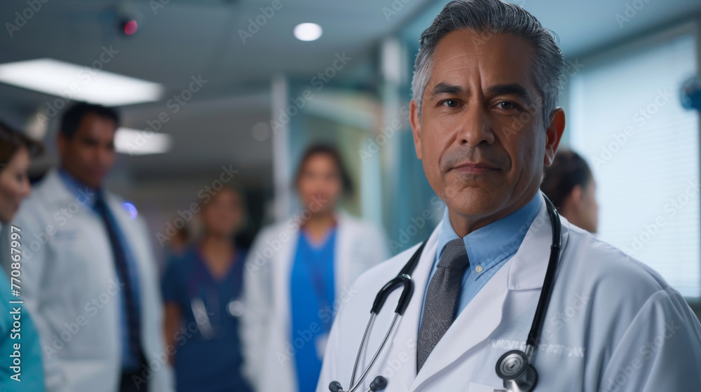 A confident healthcare professional in a lab coat with a stethoscope. A confident healthcare professional in a lab coat with a stethoscope.