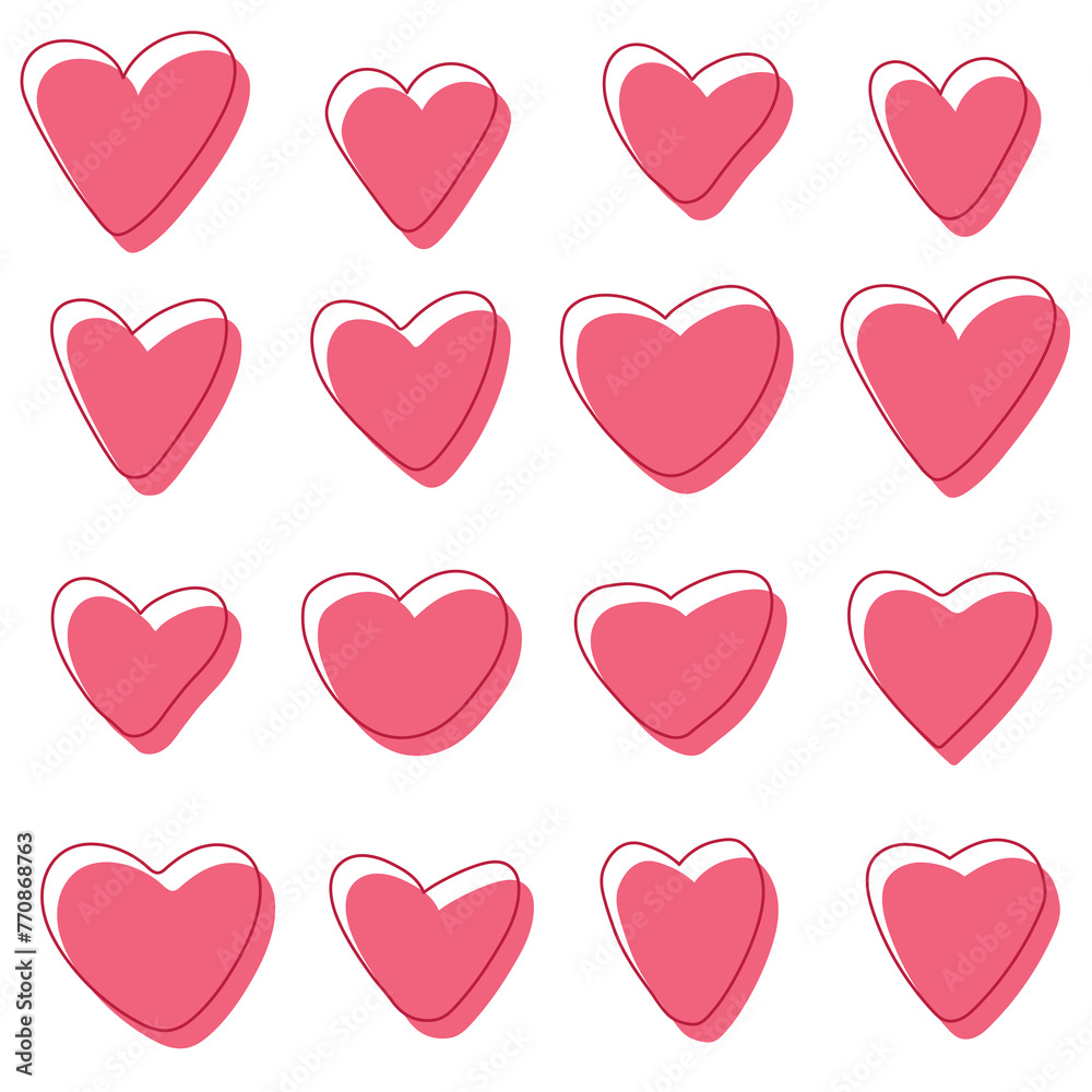 Collection of Illustrated Heart Icons with Different Shapes