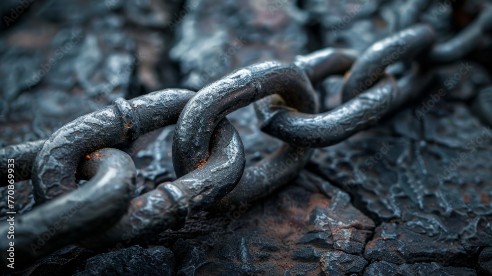 Metal chain close-up on a dark textured background Metal chain close-up on a dark textured background