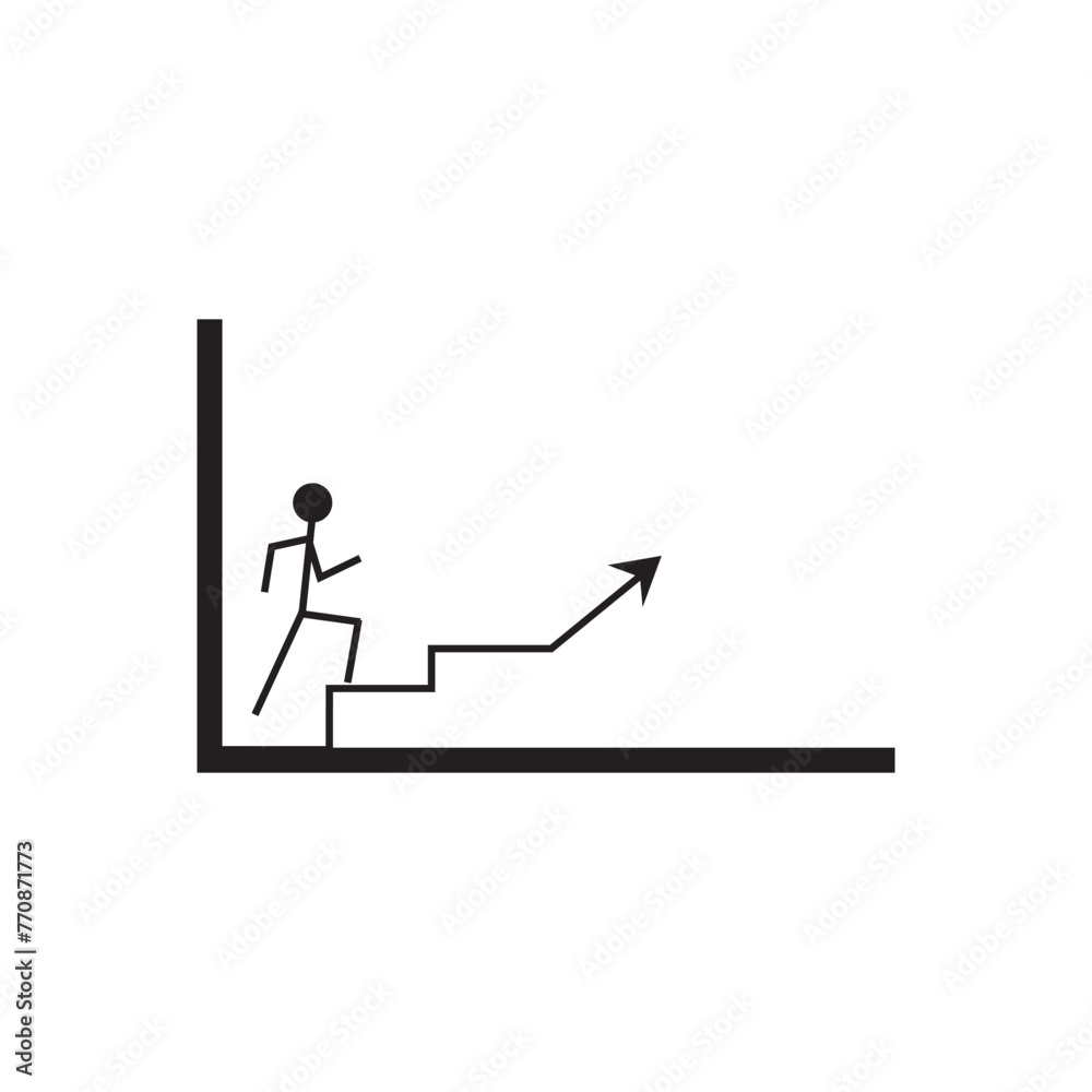 line diagram in the shape of a person climbing a ladder, vector logo icon line diagram in the shape of a person climbing a ladder, vector logo icon