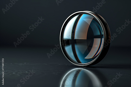 Close-up view of a UV Filter isolated on a black background, highlighting the intricate details of photography equipment and technology