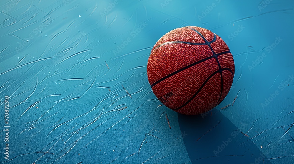 Basketball against a cyan backdrop. Generative Ai