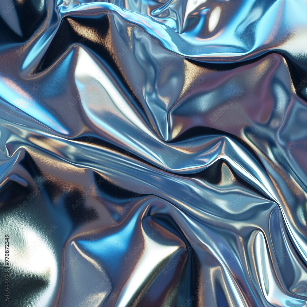 Fototapeta premium Flowing waves of silver and titanium Similar to liquid metal.