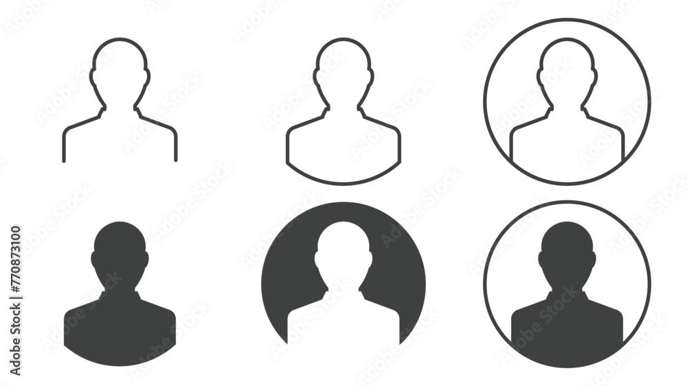 Set of User Profile Icons Isolated on White Background Set of User Profile Icons Isolated on White Background