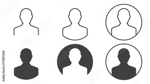 Set of User Profile Icons Isolated on White Background