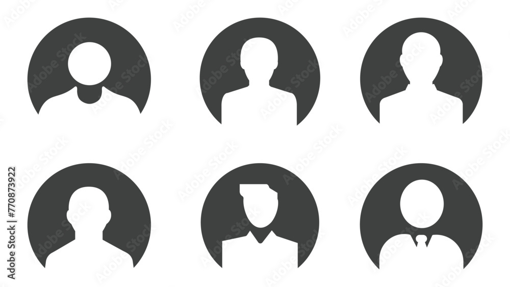 Set of User Profile Icons Isolated on White Background