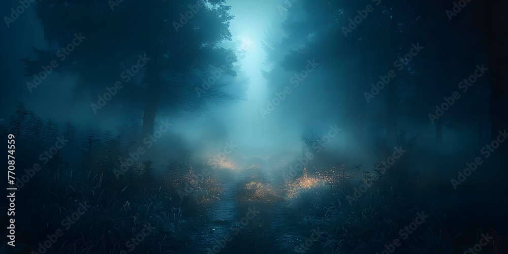 Enveloped in a Dark Eerie Fog: Creating a Spooky Atmosphere in a Mysterious Setting. Concept Mystical Settings, Eerie Atmosphere, Foggy Ambiance, Spooky Photoshoot, Dark Aesthetics