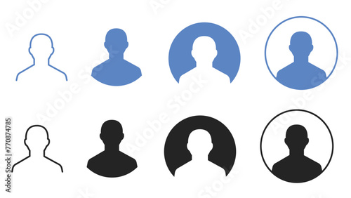 Set of User Profile Icons Isolated on White Background