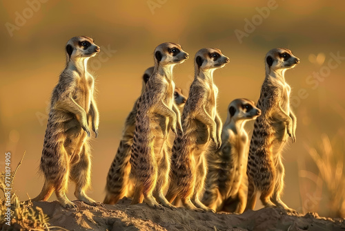 A group of baby gazelles stand together on a hillside