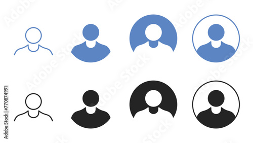 Set of User Profile Icons Isolated on White Background