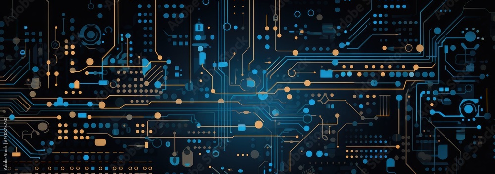 Circuit board background, A tech-themed pattern incorporating circuit board elements and modern colors for a tech event banner