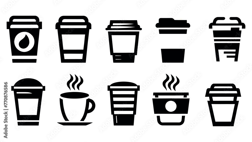 Set of coffee cups line icons. Collection of vector symbols in trendy flat style Set of coffee cups line icons. Collection of vector symbols in trendy flat style