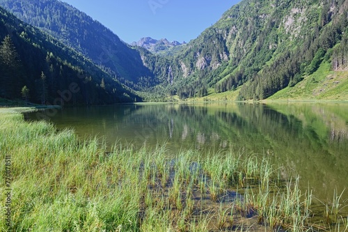 View of Steirischer Bodensee, Hauser Kaibling, Haus im Ennstal, Austria. photo