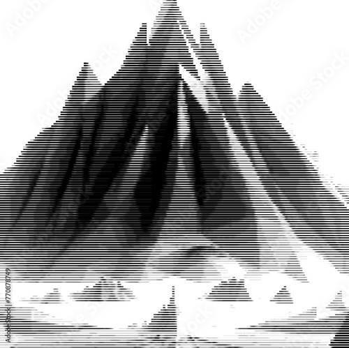 Grayscale stripes distort perception of mountainous contours.