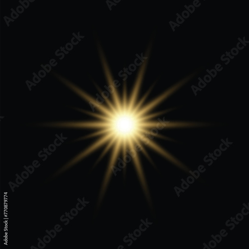 Realistic Burst of Light Isolated on Dark Background