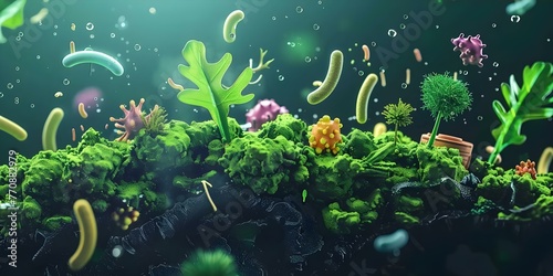 Harnessing Microbes in a Bioreactor for Eco-Friendly and Sustainable Waste Management. Concept Eco-Friendly Waste Management, Bioreactor Technology, Sustainable Practices, Microbial Applications