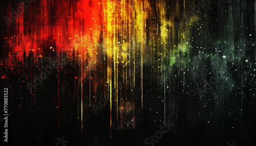 Abstract artwork captures the essence of music as a colorful rainfall sound spectrum melodic dark, moody background artwork mood audio rain visual art, creativity, spectrum colors droplets
