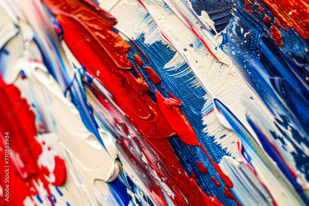 Abstract Patriotic Palette Knife Painting