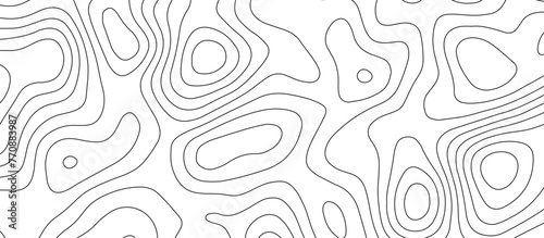 Abstract topographic map patterns, topography line map. The black on white contours topography stylized height of the lines. cotour map and line terrain path. Linear graphics. Vector illustration.