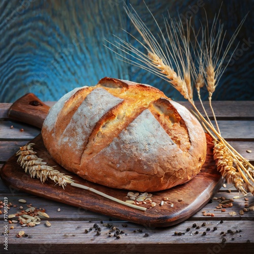 Countryside Comfort: Warm Bread and Wheat Accents Create a Cozy Scene