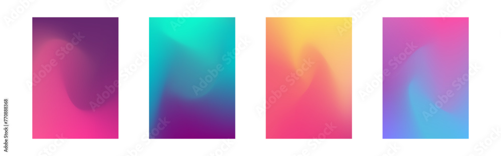Cover gradient design. Color fluid set. A4 advertising template. Bright dynamic effect for brochure or poster. Multicolor wavy composition. Modern flyer concept. Vector illustration - obrazy, fototapety, plakaty 