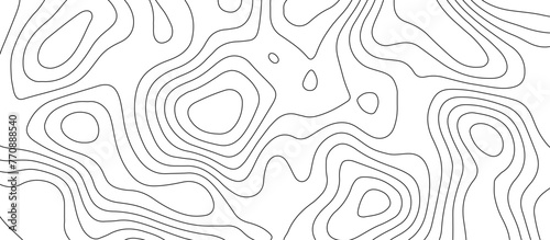 Abstract topographic map patterns, topography line map. The black on white contours topography stylized height of the lines. cotour map and line terrain path. Linear graphics. Vector illustration. photo