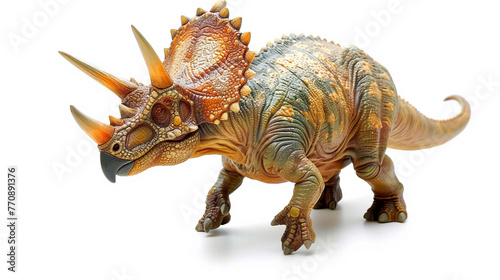 Triceratops dinosaurs toy isolated on white background  AI Generative.