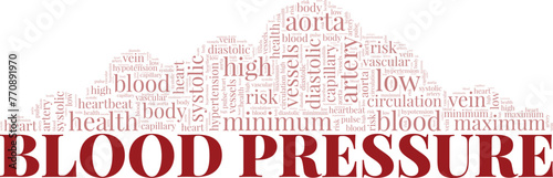 Blood Pressure word cloud conceptual design isolated on white background.