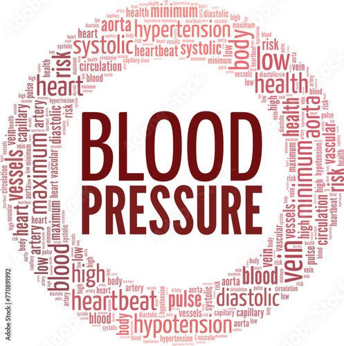 Blood Pressure word cloud conceptual design isolated on white background.