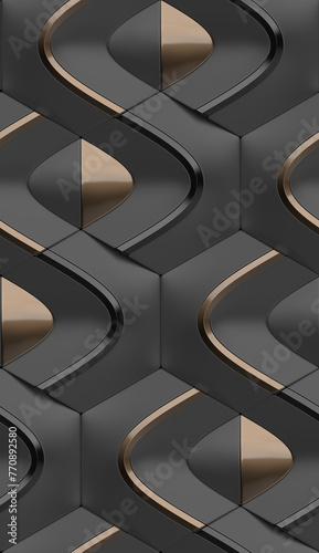 Black and brown metal geometric seamless pattern. photo