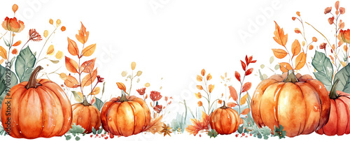 watercolor of halloween background with pumpkins photo