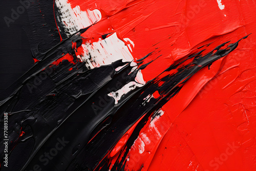 Red and black paint in an abstract painting wall, splash, modern art,acrylic paint, modern art, background, copy space, backdrop, fill, texture, close up
