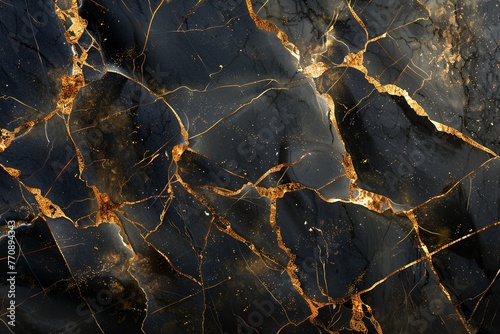 Black and gold marble, luxurious patterns, wide angle, elegant for sophisticated wallpaper , 3D render