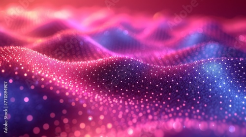   A crisp image of pink and blue lights against a pink and blue backdrop, with a clear depiction of pink and blue lights situated to its left © Wall