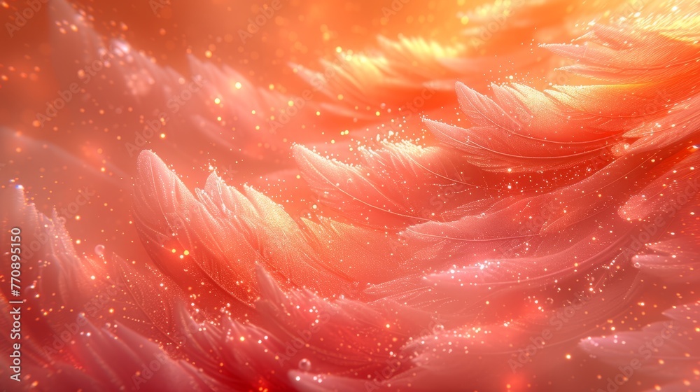 A tight shot of a cluster of feathers in a fuzzy image against a backdrop of a star-studded night sky A tight shot of a cluster of feathers in a fuzzy image against a backdrop of a star-studded night sky