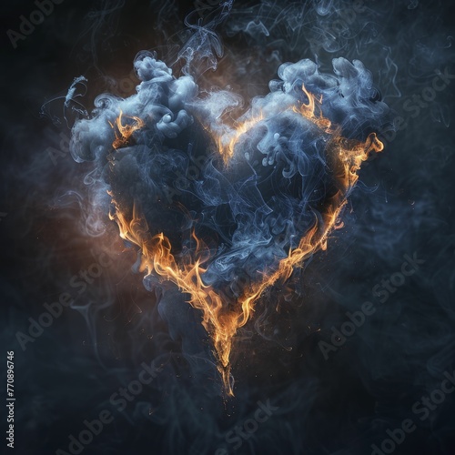 The smoke curled into a shattered heart shape against the ominous backdrop, a poignant portrayal of the devastation from smoking.